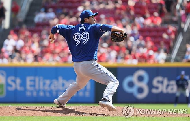 류현진의 힘찬 투구 [AFP=연합뉴스]