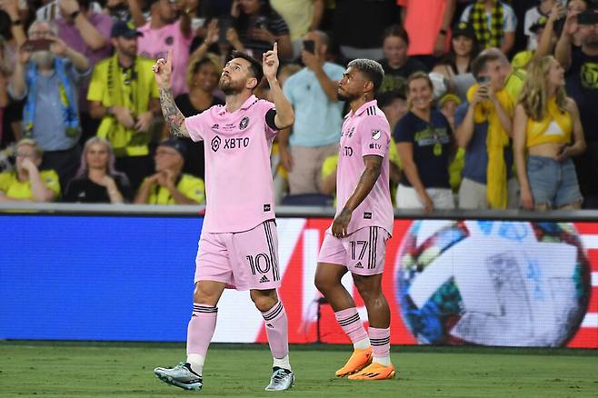 ▲ 시즌 중 인터 마이애미에 합류한 리오넬 메시지만 곧바로 정신적 지주로 자리 잡았다. ⓒ연합뉴스/REUTERS/AFP