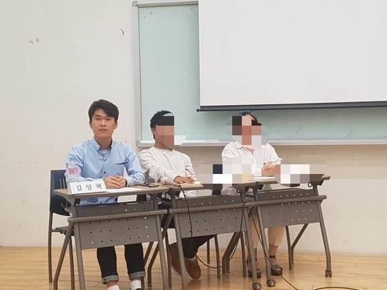 지난 17일(현지시간) 유엔 안보리에서 북한 인권 실상을 증언한 탈북민 김일혁(28) 씨가 대학 시절 대외 활동을 하는 모습. 김 씨는 한국외국어대 15학번으로 지난해 8월 졸업했다. 본인 제공.