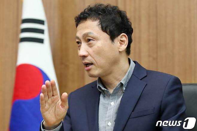 김영산 그랜드코리아레저(GKL) 대표가 24일 오전 서울 강남구 본사에서 뉴스1과 인터뷰를 하고 있다. 2023.8.24/뉴스1 ⓒ News1 민경석 기자