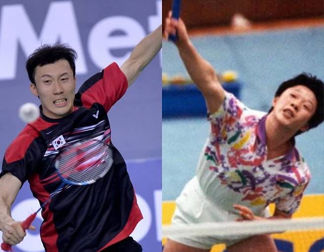 '2023 전주 BWF 월드 시니어 배드민턴 선수권 대회'에 출전하는 정소영(56)·과 유연성(37). 정소영은 1992면 바르셀로나 올림픽 여자 복식 종목에서 금메달을 획득했다. 유연성은 2007 방콕 하계 유니버시아드 혼합복식 금메달리스트 이다. 대한배드민턴협회 제공