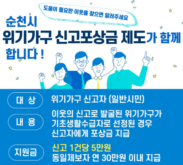 ▲순천시 위기가구 신고자 포상금 제도 포스터 ⓒ순천시