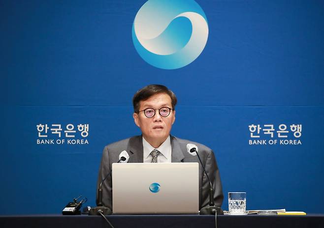 이창용 한국은행 총재가 24일 서울 중구 한국은행에서 열린 통화정책방향회의 관련 기자간담회에서 발언하고 있다. ⓒ 한국은행 제공