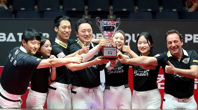 PBA 팀리그 2라운드 우승을 차지한 에스와이. ⓒ PBA