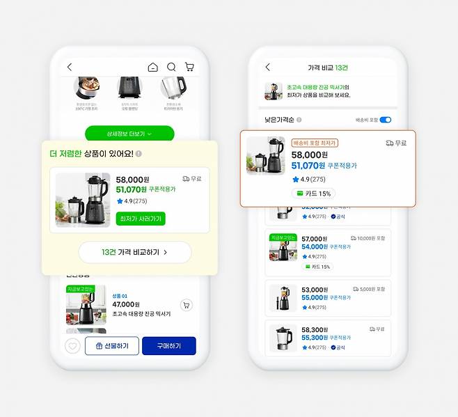 G마켓의 초개인화 기반 ‘가격비교’ 검색 서비스 [G마켓 제공]