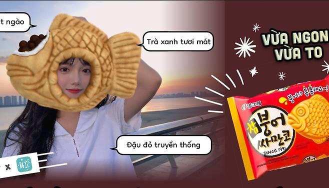 지난해 빙그레는 베트남에서 카메라 앱 B612와 손잡고 붕어싸만코 스티커를 출시했다. [빙그레 베트남 페이스북]