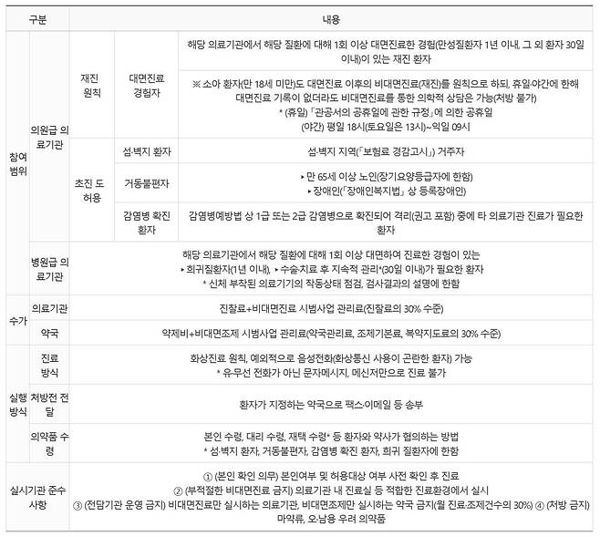 비대면 진료 시범사업 추진방안 / 출처=보건복지부