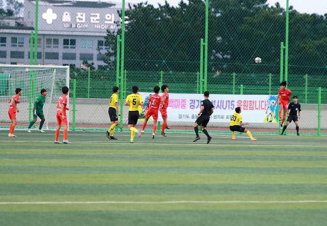 울진 금강송 추계 전국 중등축구대회 경기 모습. 울진군 제공