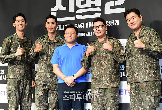 ‘신병2’ 배우 이상진(왼쪽부터), 김지석, 민진기 감독, 배우 김민호, 남태우. 사진| 강영국 기자