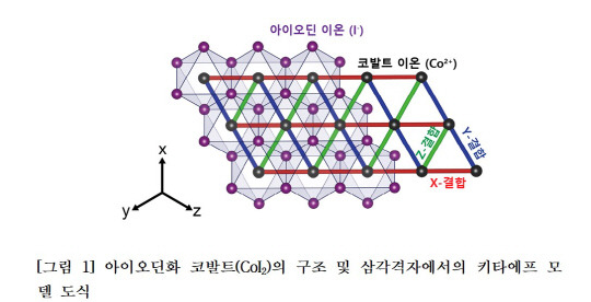 박제근 서울대 교수 연구팀은 삼각격자 구조의 자성 반데르발스 물질에서 새로운 양자상태를 발견했다. 연구팀이 삼각격자에 키타예프 모델을 구현한 물질로, 서로 수직한 방향으로 스핀을 서게 하려는 상호작용이 물질에 양자상태를 구현하게 된다.



서울대 제공