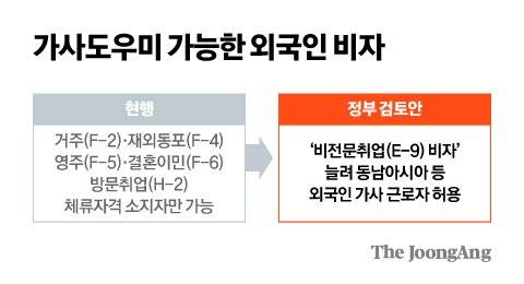 가사도우미 가능한 외국인 비자 그래픽 이미지.