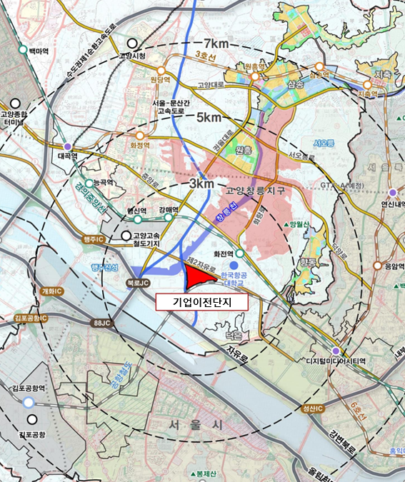 고양현천 기업이전부지 개발사업 예정지. 이미지 제공 = 경기도
