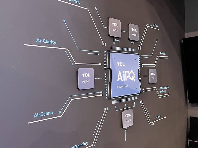 독일 베를린에서 열리고 있는 IFA 2023에서 TCL이 공개한 TV용 AI 반도체. /황민규 기자
