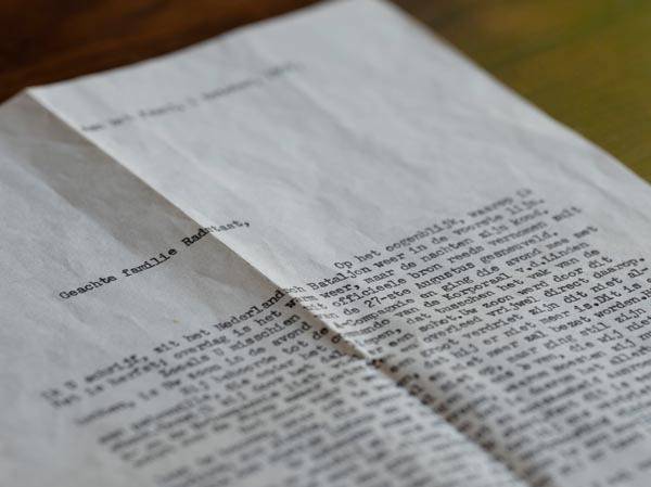 헨드릭의 전사 소식을 알리는 글. 리아 라드스타트 씨 제공