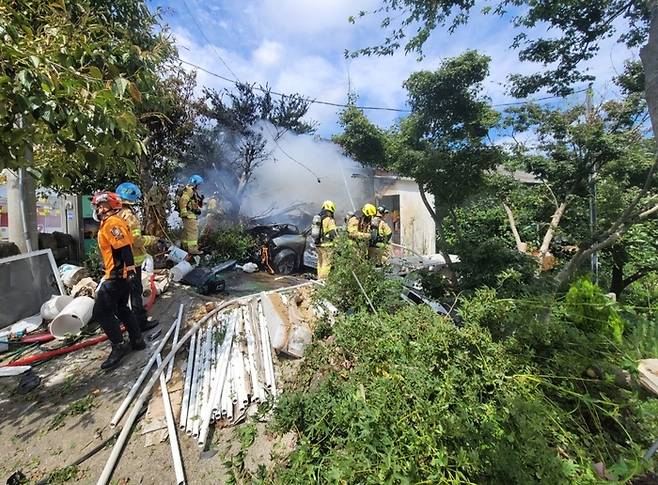 4일 제주시 화북동 사고 현장.[사진 = 제주도 소방안전본부]