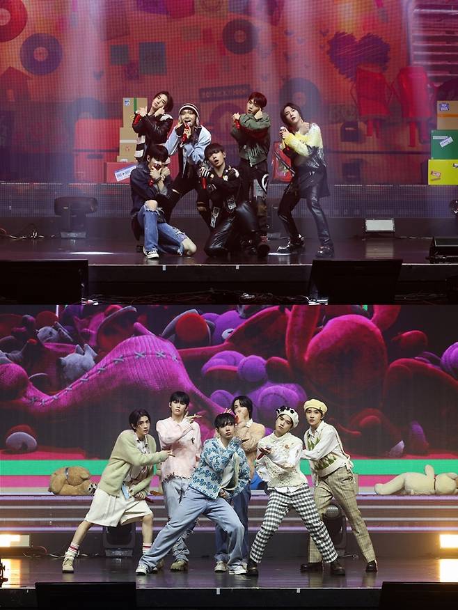 보이넥스트도어가 '뭣 같아'와 '에이비씨디러브' 무대를 하는 모습. KOZ엔터테인먼트 제공
