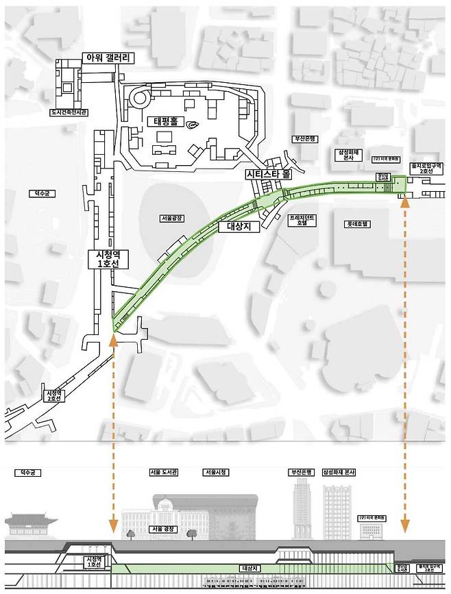 서울광장 지하 숨은공간 지도./서울시 제공