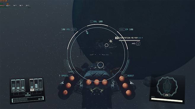 스타필드는 QHD 해상도 울트라 옵션 기준 73.6프레임을 기록했으며, 실내 전투에서는 약 90프레임까지 확보했다 / 출처=IT동아