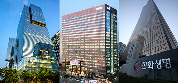 From left, Samsung Life Insurance Co., and Kyobo Life, and Hanwha Life Insurance Co. [Courtesy of each company]