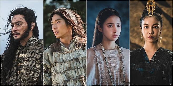 '아라문의 검'의 주인공. 왼쪽부터 장동건, 이준기, 신세경, 김옥빈. 사진제공=tvN