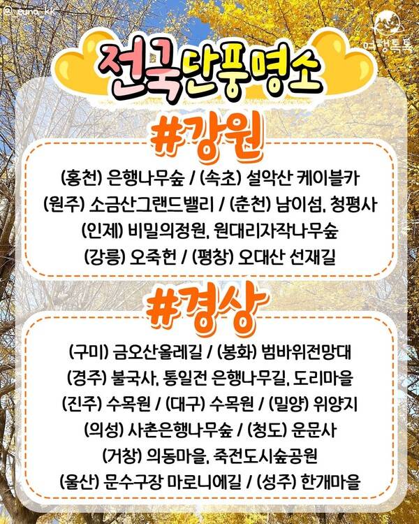 2023 단풍 시기, 단풍 명소 추천&nbsp; / ⓒ여행톡톡