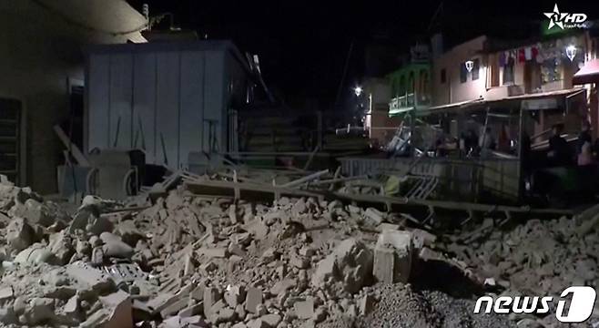 9일(현지시간) 모로코 마라케시에서 발생한 지진으로 인한 잔해의 모습, 2023.09.09/뉴스1 ⓒ 로이터=뉴스1 ⓒ News1 김민수 기자