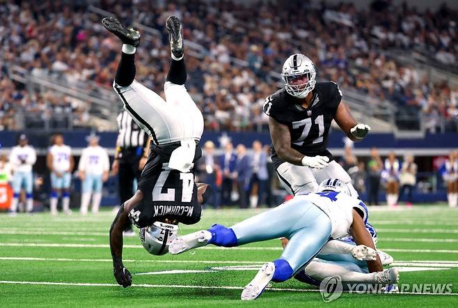 NFL 댈러스와 라스베이거스의 경기 모습.  [로이터=연합뉴스] Mandatory Credit: Kevin Jairaj-USA TODAY Sports