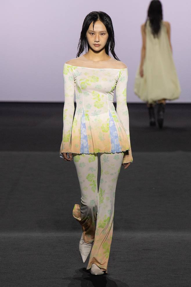 A model walks down the catwalk during the 2024 spring-summer collection show for Vegan Tiger, held at Seoul Fashion Week at Dongdaemun Design Plaza in Seoul on Sept. 8. (SFW)