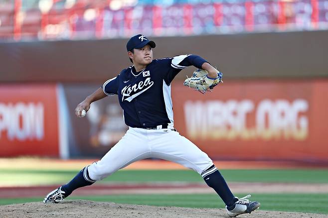 ▲ 18세 이하 야구 월드컵에서 절정의 기량을 선보인 김택연 ⓒWBSC