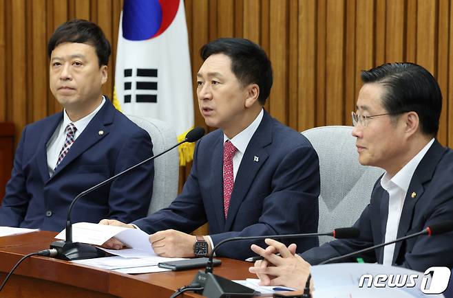 김기현 국민의힘 대표가 13일 오전 서울 여의도 국회에서 열린 '교권회복과 강화를 위한 교원단체 간담회'에서 발언을 하고 있다. 2023.9.13/뉴스1 ⓒ News1 송원영 기자