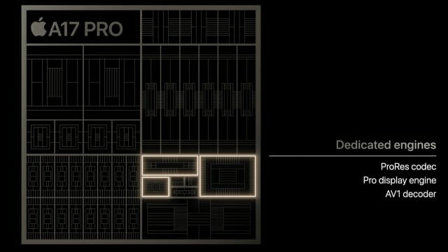 오픈소스 영상 코덱인 AV1을 전담 처리하는 디코더가 내장됐다. (사진=애플)
