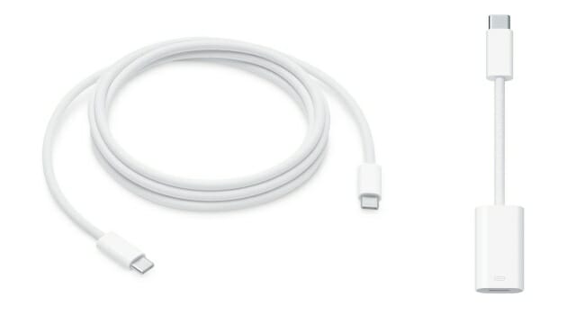 애플은 240W 2미터 USB-C 케이블, USB-C-라이트닝 케이블을 새로 출시했다. (사진=애플)