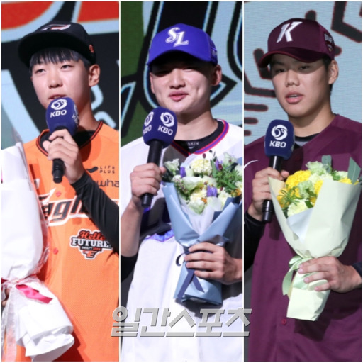 2024 KBO 신인 드래프트에서 1라운드 지명된 황준서(왼쪽부터) 육선엽, 김윤하. 정시종 기자