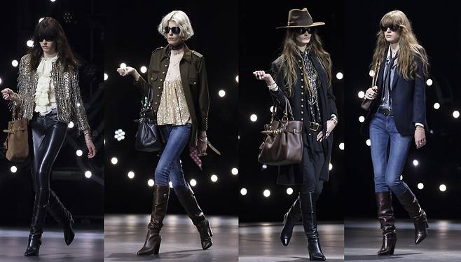 록 스피릿 무드를 연출한 겨울 컬렉션 런웨이 위 모델들. [사진 셀린느]