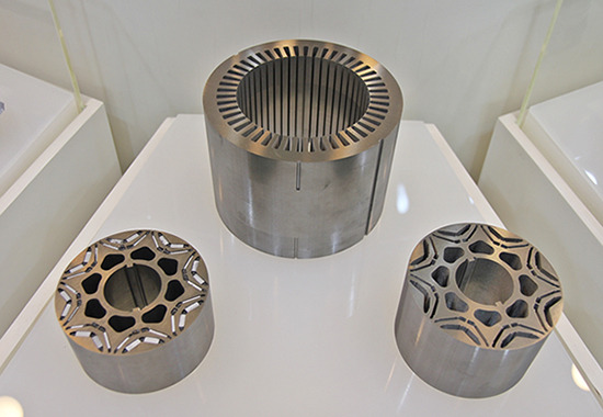 Samples of drive motor core supplied by POSCO International to Hyundai Motor Group. [Courtesy of POSCO International]