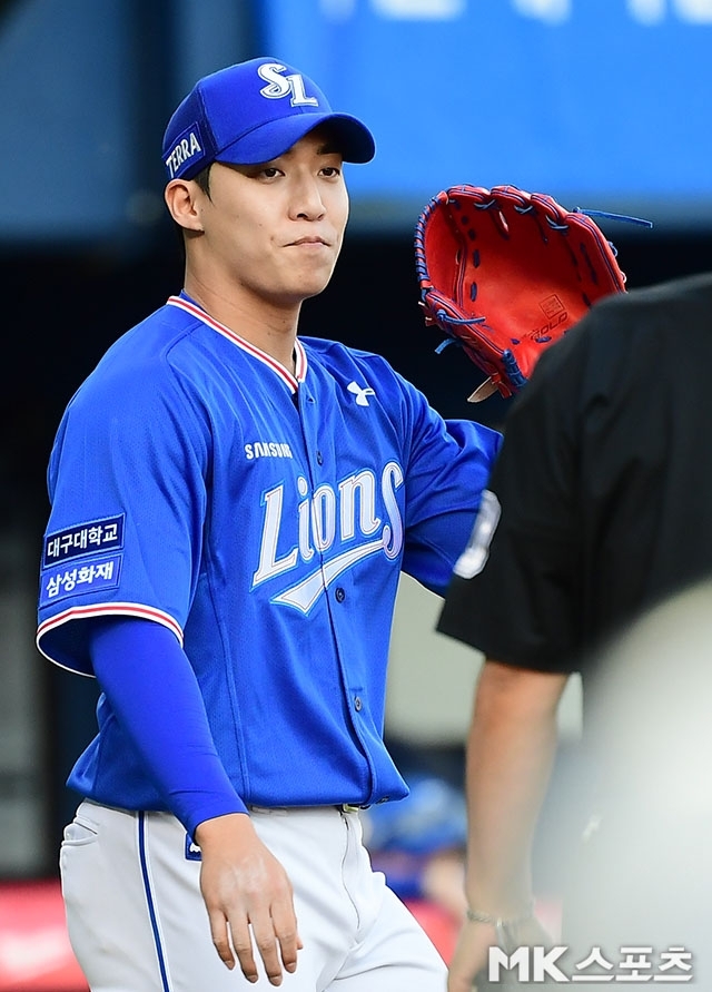 삼성 원태인은 14일 굵어진 빗방울에도 꿋꿋이 마운드를 지켰다. 사진=김영구 기자