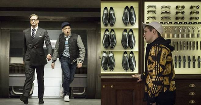 2015년에 개봉한 영화 ‘킹스맨 : 시크릿 에이전트’ 속 장면. 주인공 에그시가 입은 패션이 깔끔한 정장과 대비된다. 마브 필름스 제공