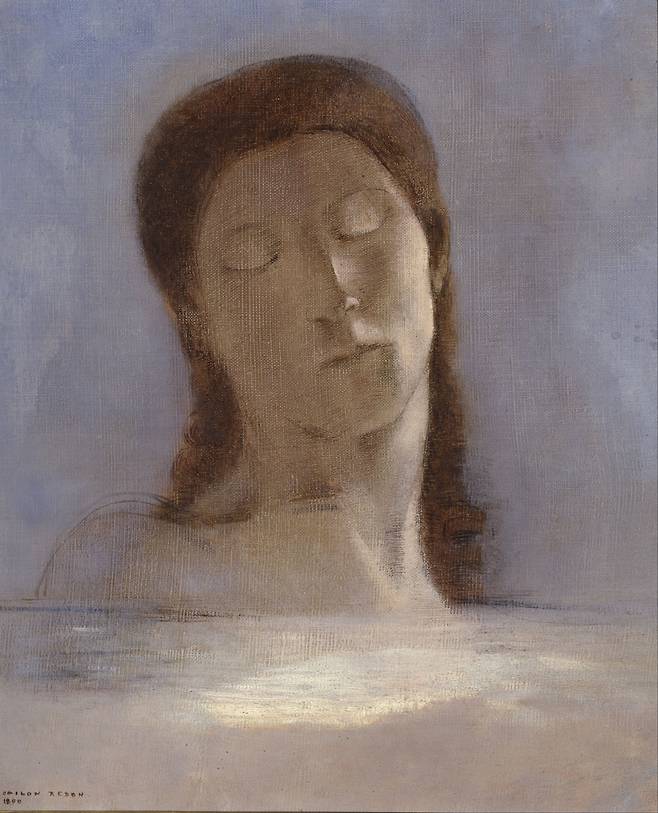 오딜롱 르동, '감은 눈(Closed Eyes)', 1890, 캔버스에 유채, 44x36cm, 오르세 미술관