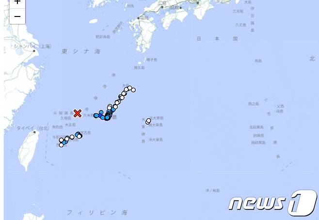 일본 미야코지마 북서부 해안에서 규모 6.4 지진이 발생했다.(일본 기상청)