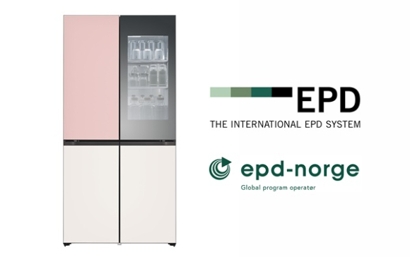 LG전자의 'LG 디오스 오브제컬렉션 냉장고'가  글로벌 환경성적표지(EPD) 인증인 '인터내셔널 EPD'를 획득했다. [사진=LG전자]