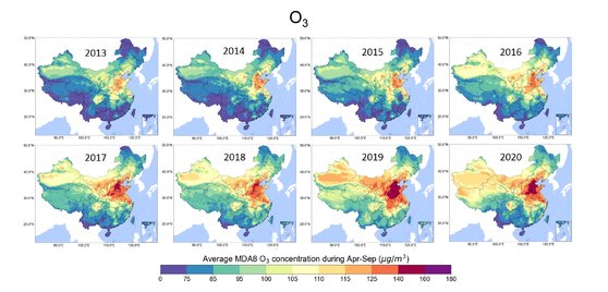 중국 오존 오염 변화 [Environmental Science and Technology, 2021]