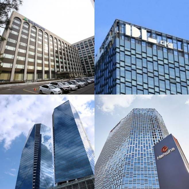 (사진 왼쪽부터 시계방향으로) 현대엔지니어링⋅DL이앤씨⋅포스코이앤씨⋅한화 건설부문. 각사