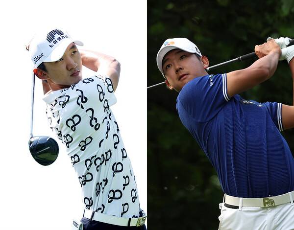 2023년 한국프로골프(KPGA) 코리안투어 iMBank 오픈 대회에 출전한 윤상필, 최승빈 프로. 사진제공=KPGA