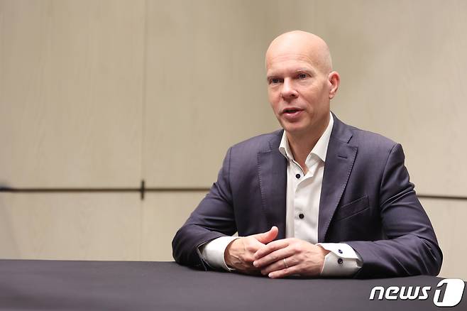 마이클 그로내거(Michael Gronager) 체이널리시스 CEO가 뉴스1과 인터뷰하고 있다.