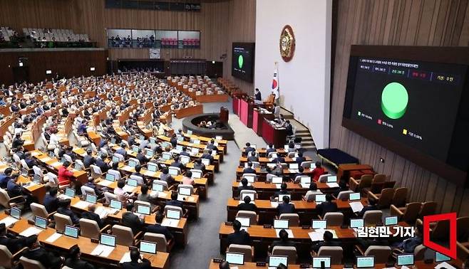 21일 국회 본회의장에서 열린 제410회 국회(정기회) 제8차 본회의에서 교원의 지위 향상 및 교육활동 보호를 위한 특별법 일부개정법률안이 통과되고 있다. 사진=김현민 기자 kimhyun81@