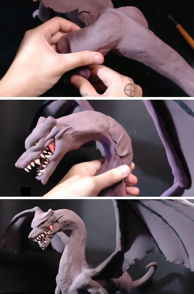 근육위에 얇은 피부를 입혀 근육질의 몸매를 만든다.