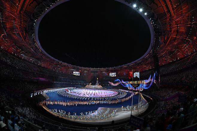 23일 중국 항저우 올림픽 스포츠센터 스타디움에서 2022 항저우 아시안게임 개막식이 열리고 있다. 공동취재사진