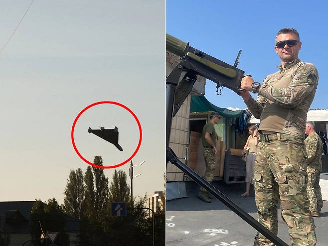 판결봉 대신 기관총 든 우크라 판사들…키이우 날아든 샤헤드 드론 격추 / 사진=AFP 연합뉴스(왼쪽), 월스트리트저널