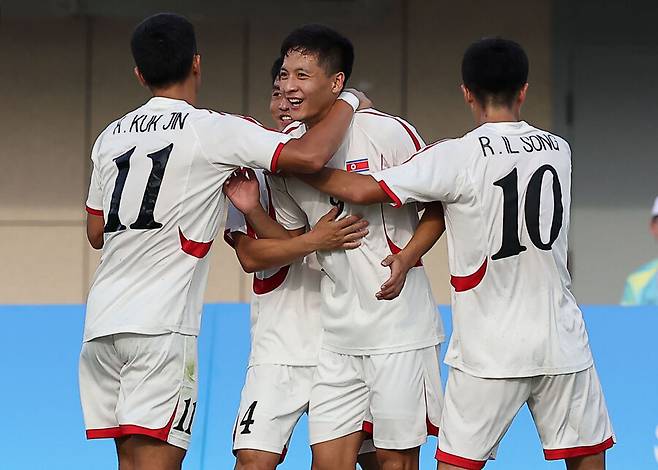 ▲ 2022 항저우 아시안게임에 출전한 북한 남자축구 대표팀 ⓒ연합뉴스