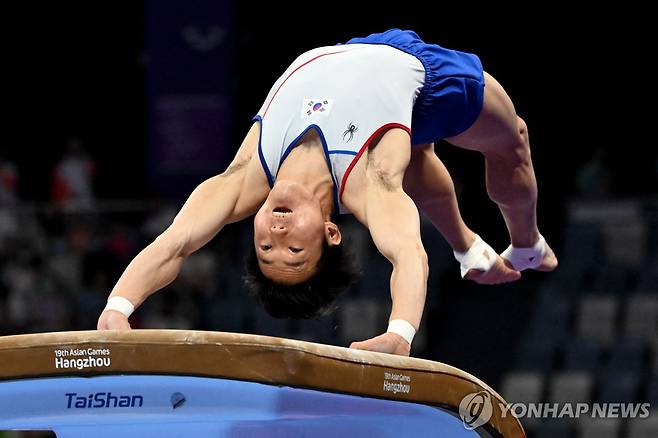 항저우 아시안게임 도마 결선에 진출한 신재환  [AFP=연합뉴스]